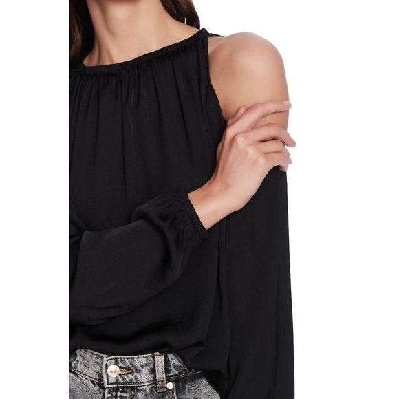 1.STATE Cold Shoulder Top in Rich Black - XS - Picture 2 of 3